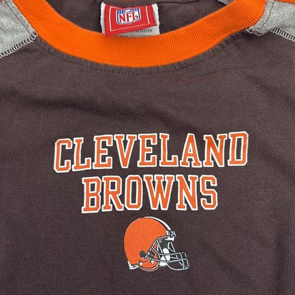 NFL Brown & Orange Cleveland Browns Logo Short Sleeve Tee Boy's Size M 10/12 - Picture 5 of 14